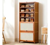 Stylish Bamboo Shoe Storage Cabinet - Breathable Entryway Organizer with Doors, Functional Footwear Cupboard for Hallway & Bedroom, Space-Saving Design, Durable and Elegant