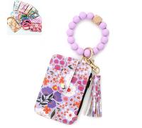 Stylish Card Holder with Silicone Bead Bracelet, 2025 Womens Style Beaded and Tassel Keychain Wallet (#F)