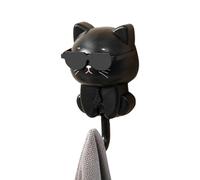 Stylish Cat Key Holder - Kitten Coat Hooks for Wall | ABS Material with 23g Weight, 10kg Load Capacity, Cute Sunglasses Design, Waterproof No Drilling, Home Decoration