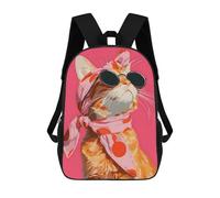 Stylish Cat with Scarf And Sunglasses Mochila De Trabajo Para Portátil, Mochila Para Hombres, Mujeres Y Adolescentes 17inch