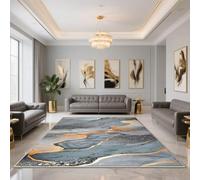 Stylish Grey & Gold Geometric Marble Area RugNonSlip Washable Carpet for Living Room Bedroom Kitchen & SofaModern 40 x 90 cm Floor Mat & Doormat