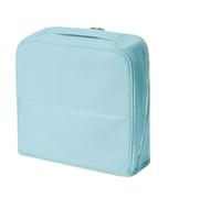 Stylish Handheld Partitioned Cosmetic Bag,Large Multi-Pocket Standing Makeup Bags with Detachable Mirror,Portable & Waterproof Travel Makeup Organizer with Multi-Compartments (Blue, L)