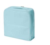 Stylish Handheld Partitioned Cosmetic Bag,Large Multi-Pocket Standing Makeup Bags with Detachable Mirror,Portable & Waterproof Travel Makeup Organizer with Multi-Compartments (Blue, M)
