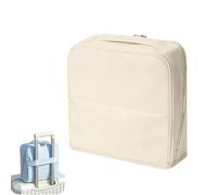 Stylish Handheld Partitioned Cosmetic Bag,Portable Large Capacity Standing Makeup Organizer,PU Leather Vertical Storage Makeup Case with Mirror for Desktop Travel & Daily Use (Beige, M)