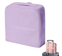 Stylish Handheld Partitioned Cosmetic Bag, Standing Make Up Bag with Mirror, Waterproof Standing Partition Makeup Bags for Travel, Bathroom or Daily Use (Purple,M)