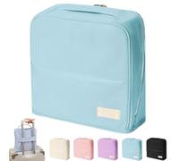 Stylish Handheld Partitioned Cosmetic Bag, Standing Partition Makeup Bag, Portable Standing Travel Makeup Bags for Women, Standing Make Up Bags with Luggage Band (Blue(Medium))