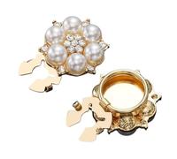 Stylish Pearl Links - Blouse Button for Dress Sewing | 2 Pieces Rhinestone Flower Shirt Covers, Wedding Party Decoration Accessory for Women Fashion Crafting Celebration Gift