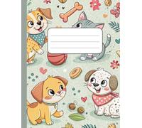 Stylish Pet Crew - Dogs & Cats with Bandanas Composition Notebook: College Ruled Notebook for Kids - 110 Pages, 8.5 x 11 in - White Cover with Cute ... Bandanas, Surrounded by Treats and Leaves