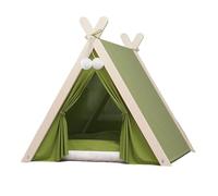 Stylish Pet Teepee Tent with Removable Cushion, Foldable Cat & Dog Tent House for Indoor Use - Cozy Bed,for Small Pets (Multiple Colors)(Green)