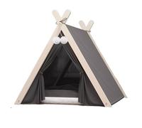Stylish Pet Teepee Tent with Removable Cushion, Foldable Cat & Dog Tent House for Indoor Use - Cozy Bed,for Small Pets (Multiple Colors)(Gray)
