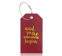 Stylish Pink Leather Luggage Labels with Full Back Privacy Cover Steel Loops For Airport Boarding and Travel Suitcase Identifier