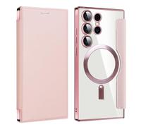 Stylistory Phone Case for Samsung Galaxy A26 5G Phone Case Dual Layer Protective Heavy Duty Cell Phone Cover Magnetic Closure for Samsung S22/23/24/25 Ultra (Pink,For Samsung S23)