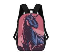 Stylized Goat Portrait with Pink Background Mochilas Para Niños Y Estudiantes, Mochilas Escolares Impresas En 3D, Mochilas Para Estudiantes De Primaria Y Secundaria Para Niños Y Niñas 17inch