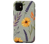 Stylized Lavender & Golden Daisy Botanical Pattern Carcasa para iPhone 11