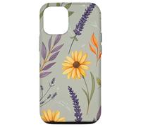 Stylized Lavender & Golden Daisy Botanical Pattern Carcasa para iPhone 12/12 Pro