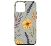 Stylized Lavender & Golden Daisy Botanical Pattern Carcasa para iPhone 12 Mini