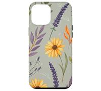 Stylized Lavender & Golden Daisy Botanical Pattern Carcasa para iPhone 12 Pro MAX