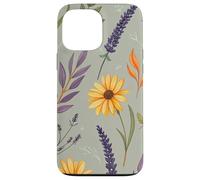 Stylized Lavender & Golden Daisy Botanical Pattern Carcasa para iPhone 13 Pro MAX