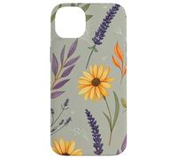 Stylized Lavender & Golden Daisy Botanical Pattern Carcasa para iPhone 14 Plus