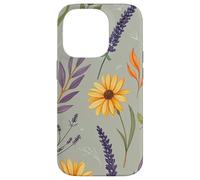 Stylized Lavender & Golden Daisy Botanical Pattern Carcasa para iPhone 14 Pro