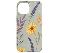 Stylized Lavender & Golden Daisy Botanical Pattern Carcasa para iPhone 15