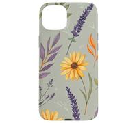 Stylized Lavender & Golden Daisy Botanical Pattern Carcasa para iPhone 15 Plus