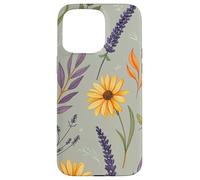 Stylized Lavender & Golden Daisy Botanical Pattern Carcasa para iPhone 15 Pro MAX