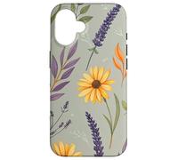 Stylized Lavender & Golden Daisy Botanical Pattern Carcasa para iPhone 16