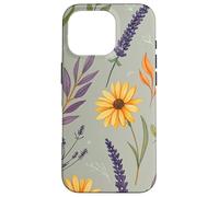 Stylized Lavender & Golden Daisy Botanical Pattern Carcasa para iPhone 16 Pro