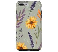 Stylized Lavender & Golden Daisy Botanical Pattern Carcasa para iPhone 7 Plus/8 Plus