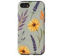 Stylized Lavender & Golden Daisy Botanical Pattern Carcasa para iPhone SE (2020) / 7/8