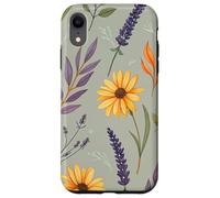 Stylized Lavender & Golden Daisy Botanical Pattern Carcasa para iPhone XR