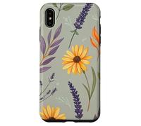Stylized Lavender & Golden Daisy Botanical Pattern Carcasa para iPhone XS MAX