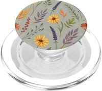 Stylized Lavender & Golden Daisy Botanical Pattern PopSockets PopGrip para MagSafe