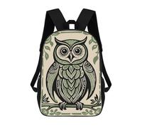Stylized Owl Illustration with Floral Frame Mochila Escolar Infantil De 17 Pulgadas Con Estampado 3D, Mochila Moderna Para Niños, Mochilas De Viaje, Bolsas Para Libros, Mochila Escolar Infantil