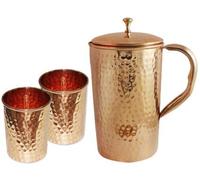 Stylla Jarra de cóctel de cobre puro estilo martillado con tapa y 2 vasos