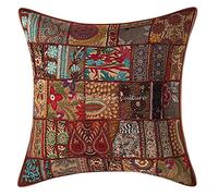 Stylo Culture Boho Fundas De Almohadones Decorativa 60x60 cm Algodón Abstracto Forros para Cojines Sofa Marrón 24x24 Inch Patchwork Vintage Cuadrado sobre Funda Cojin Silla - 1 Pc