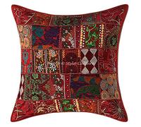 Stylo Culture Ethnico Funda Almohadon Decorativos 60x60 cm Algodón Abstracto Fundas para Almohadones Silla Granate 24x24 Inch Patchwork Vintage Cuadrado sobre Fundas para Almohadas De Cama - 1 Pc