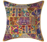 Stylo Culture Ethnico Fundas De Cojines Decorativos 60x60 cm Algodón Abstracto Fundas Almohadones Sofa Amarillo Mango Patchwork Vintage Cuadrado sobre Fundas De Almohadones para Cama - 1 Pc