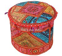 Stylo Culture Funda para reposapiés de algodón de 18.0 in, diseño de Patchwork Indio, para Taburete otomano, Funda para puf, Funda para cojín de Suelo, Asiento de puf étnico (Solo Funda)