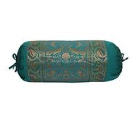 Stylo Culture Yoga Decorativo Elefante Cilíndrica Fundas De Almohadas 70x40 Fundas para Almohada Bolster Covers Verde Oscuro Brocado Jacquard Polidupion Étnica Grande For Sofa (1 Pc)