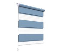Stylo Estores Día Noche - Estor para Ventana - Sin Taladrar - Mecanismo Universal - Montaje Fácil - Estores con Cuerda - Semitransparente - 130x150 cm Azul Claro