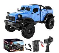Stylomira C8813 Escala 1/18 RC Crawler, vehículo todo terreno, modelo de recogida realista, 4WD Off-Road Crawler con luces LED, diseño impermeable para adultos (azul/1 batería)