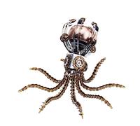 Stylomira Juego de montaje de altavoz mecánico de pulpo de metal 3D, modelo de altavoz Bluetooth Steampunk, construcción desafiante y regalo único para adultos (1060 piezas)