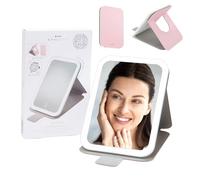 STYLPRO On Tour - Espejo de viaje pequeño LED - Espejo de maquillaje portátil iluminado con 3 ajustes regulables, recargable por USB-C, soporte plegable y plano, ideal para retoques de viaje