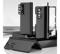 Stylus Pen Double Hinge 360 Estuche Todo Incluido para Samsung Galaxy Z Fold 5 Z Fold 4 Z Fold 3 Carcasa Plegable galvanizada con película Frontal, Negro, para Z Fold 4