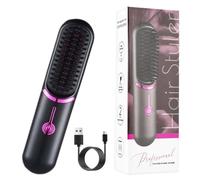 Styluse Hair Straightener,Styluse Portable Hair Straightener Brush,2 in 1 Portable Cordless Hair Straightener and Curler,3 Djustable Temperature,for All Hair Types,Mini Hair Straightener (Black)