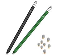 StylusHome - Lápiz capacitivo para pantallas táctiles (2 unidades), lápiz capacitivo 2 en 1, punta de fibra con 8 puntas extra reemplazables para iPad, iPhone, tabletas, Samsung, pantalla táctil
