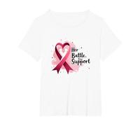 Su Batalla, Nuestro Apoyo - Concientización sobre el cáncer de Mama Camiseta, Mujer Tallas Grandes, Blanco, 4XL Grande