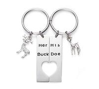Su ciervo, su cadena de llaves de ciervo, sus regalos de caza, su boda, su cadena de llaves de novio de ciervo., M, Acero inoxidable, sin piedra